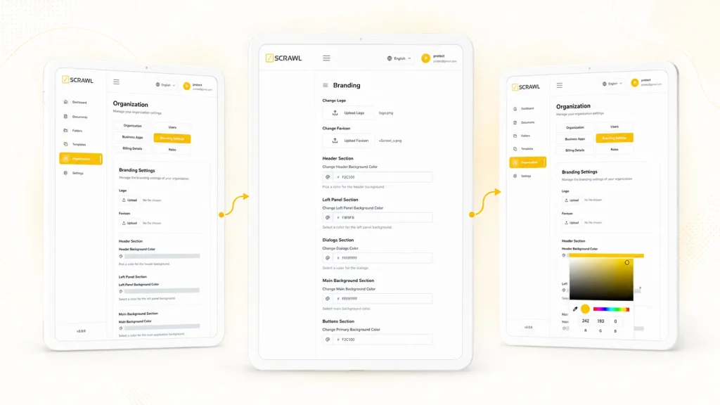 Branded e-signature signing page in vScrawl