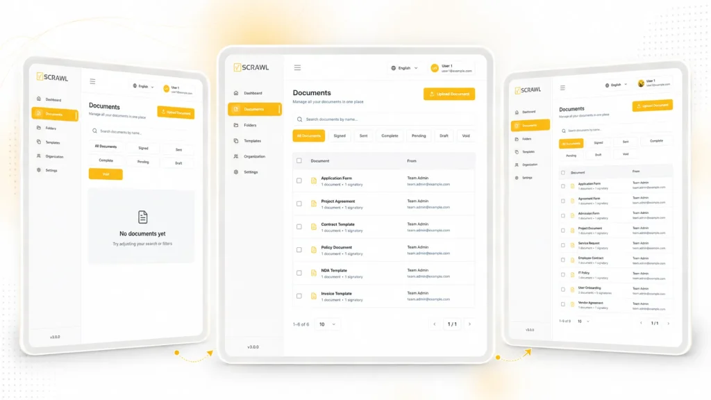 E-signature document management in vScrawl