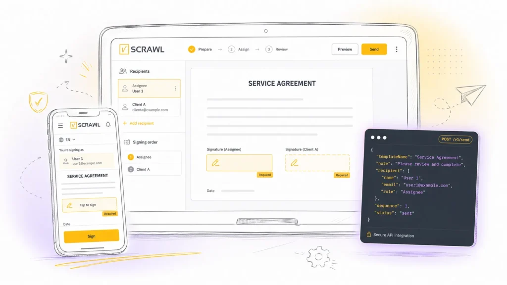 Developer integrating the vScrawl API illustration